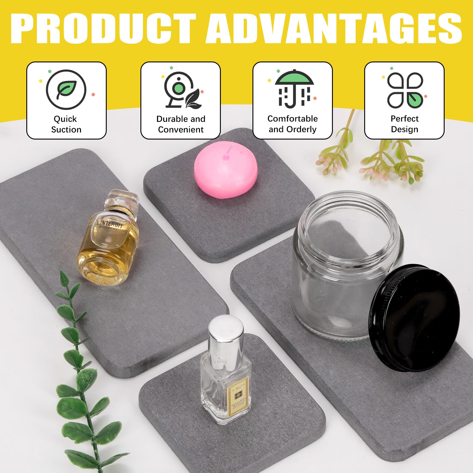 Mardatt 4-in-1 Diatomite Soap Dish Set, Water Absorbent Diatomite Tray, Diatomaceous Earth Coasters Soap Holder