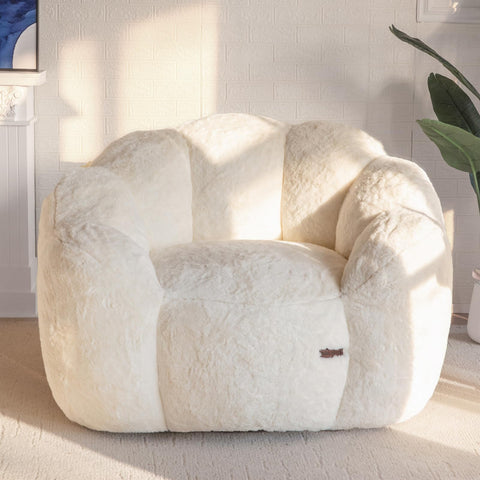 MAXYOYO Floral Shaped Bean Bag Sofa, Includes Filling, Faux Fur Fabric