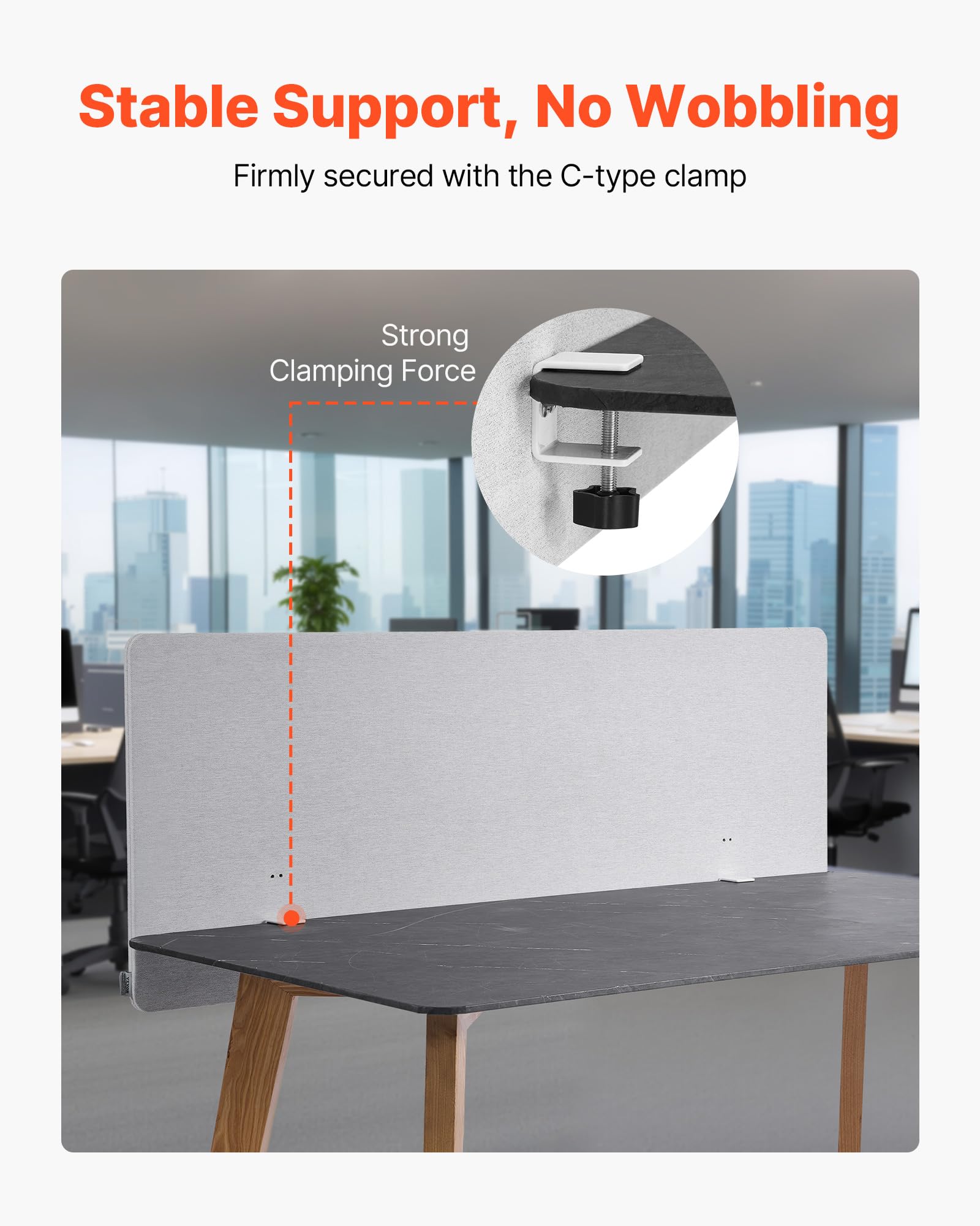 VEVOR Desk Divider Privacy Panel, 1524 x 610 mm Clamp-on Office Desk Partition, PET Cubicle Partition Panel