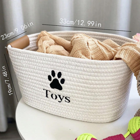 bangminda Dog Toy Storage Bin Cotton Rope Organizer Box with Handle Puppy Toys Basket for Organizing Blankets Leashes Coat and Stuff