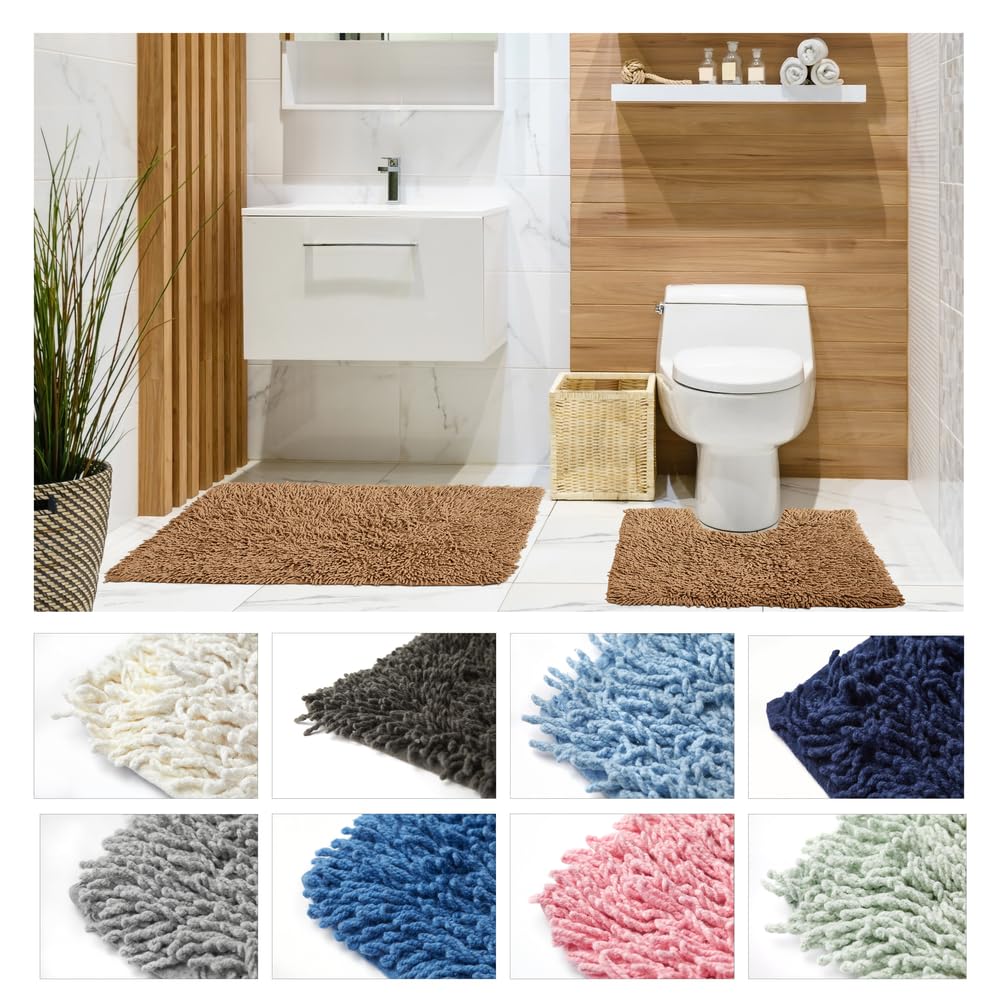 Emma Barclay Tumble Twist Pure Cotton 2pc Bath set in Blue - Mat 50x80cm / Pedestal 50x40cm