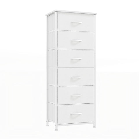 CAIYUN 6 Drawer Tall Dresser, Dresser for Bedroom Entryway Hallway, Closet Storage Drawer, Commode De Chambre, Armoire De Rangement, White