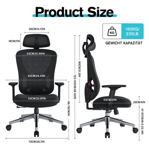 Eucladoceros M75 Ergonomic Office Chair with 125° Tilt Lock, Black