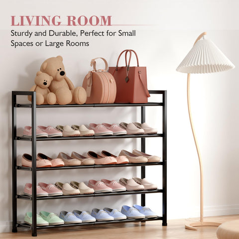Bumusty 5 Tier Expandable Shoe Rack, Black