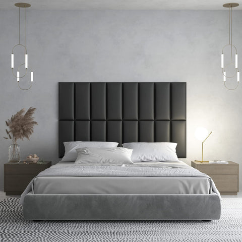 Art3d 4-Pack Peel and Stick Upholstered Headboard, 9.84 x 23.62 in, Black