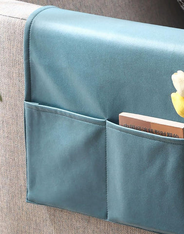 Sofa Chair Armrest Organizer Hanging Storage Bag - Waterproof Armchair Cover Caddy With Tidy Holder Pouch for Tablet, Phone, Glasses, Book, Magazine