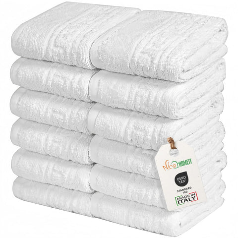nice homeit Set of 12 Mini Hand Towels 30 x 30 cm - Face and Guest Towels 100% Ring-Spun Cotton - for Hands, Babies, Makeup, Kitchen