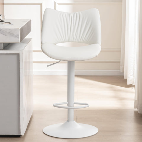 YOUNUOKE Single Bar Stool, Swivel Counter Height Barstool, White