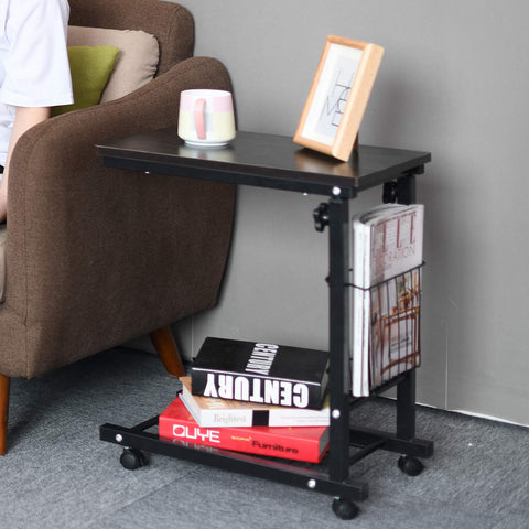 sogesfurniture End Table Sofa Side/Snack/Coffee/Storage/Laptop Trolly Table for Living Room, Bedroom, Balcony, Office, Black BHEU-C6-BK