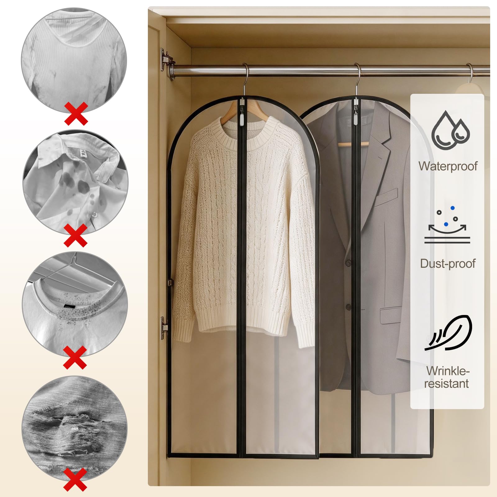 Pwsap 55in Dress Bags Covers Long, 2 Pack, Clothing Covers, Suit Bag