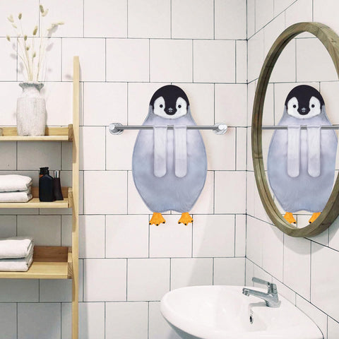 AGRIMONY Penguin Funny Hand Towels for Bathroom Kitchen -Cute Penguin Decoration Fathers Mothers Day Easter Gifts for Women Men Hanging Washcloths