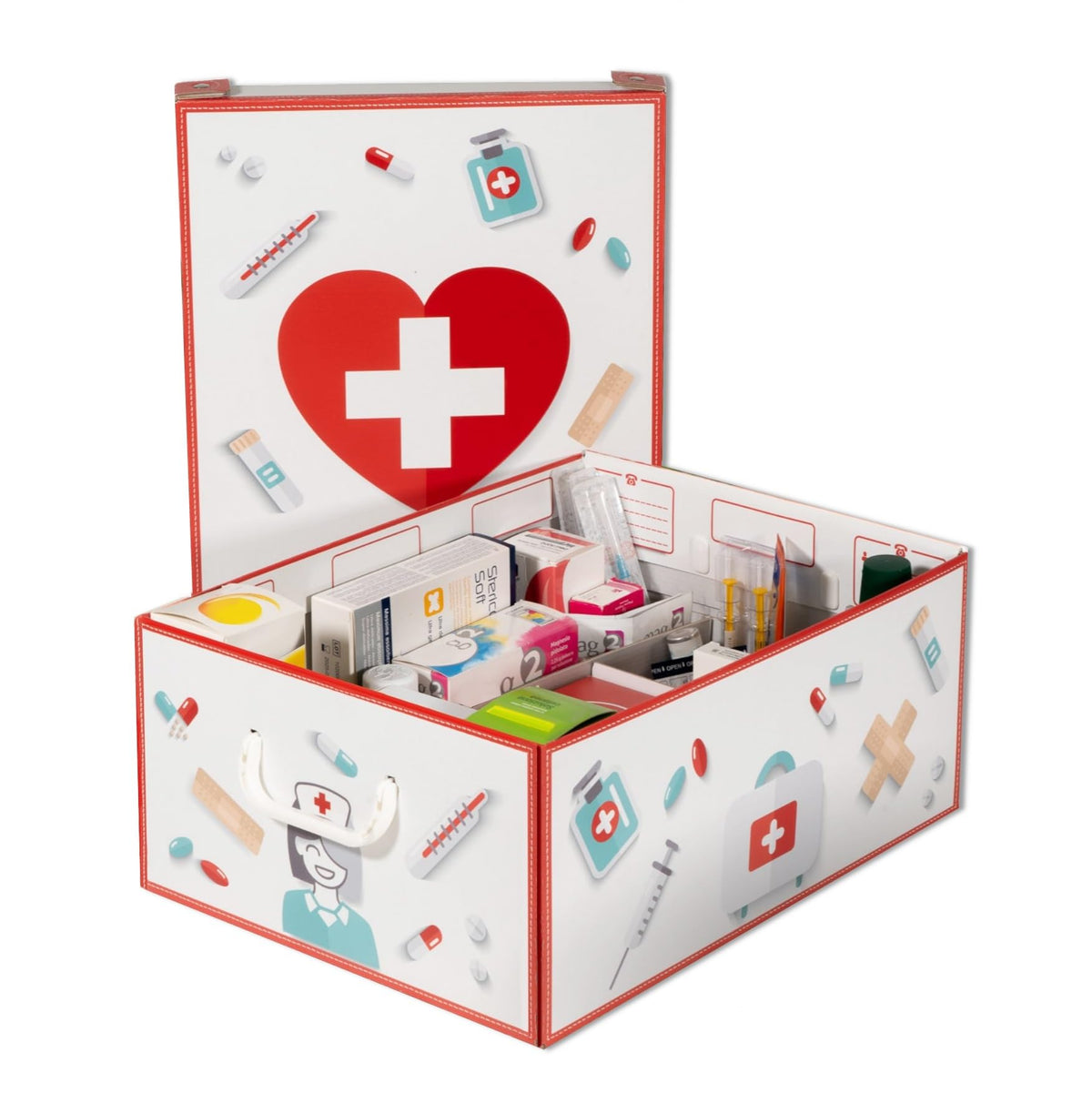 Lavatelli Pharma Organizer Large Medicine Storage Box with Lid First Aid & Medication Storage Case with Adjustable Compartments Home Medical Supplies