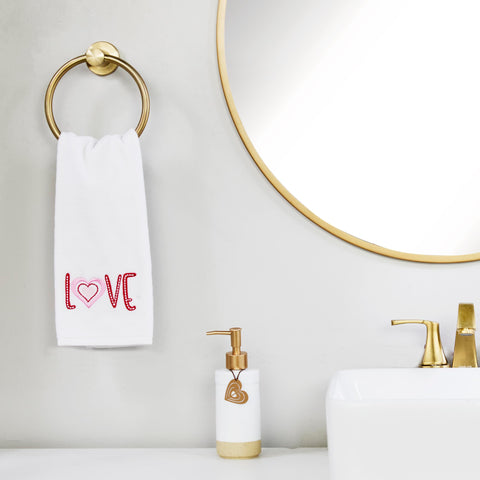 SKL Home by Saturday Knight Ltd. Valentine's Day Love Hand Towel Set, White 2 Pack
