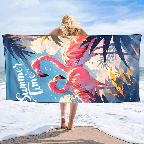 YISUMEI Summer Flamingos Beach Towels for Adults Extra Large 180 x 90 cm, Microfibre Lightweight Quick Dry Towel for Swimming Pool Cruise Travel