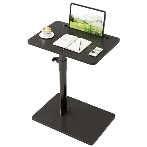CAIYUN C Shaped Side Table, Height Adjustable Swivel 360° Rotating, Black End Table for Small Spaces