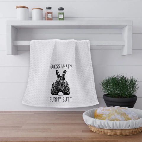 OHSUL Guess What? Bunny Butt Highly Absorbent Kitchen Towels Dish Towels Dish Cloth,Funny Bunny Rabbit Butt Hand Towels Tea Towel for Bathroom