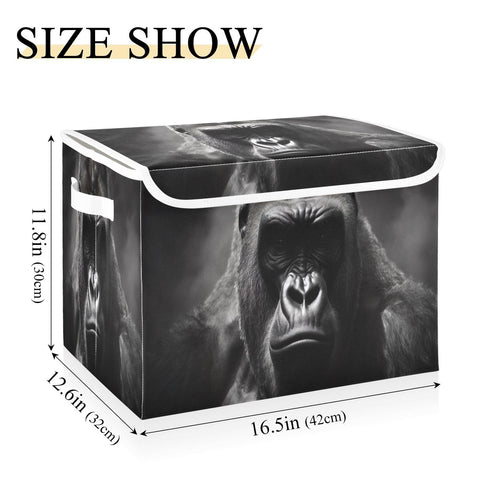 JUMBEAR Meditating Gorilla Collapsible Storage Bins With Lids,Foldable Fabric Storage Boxes,Storage Basket Closet Bin for Christmas Decorations