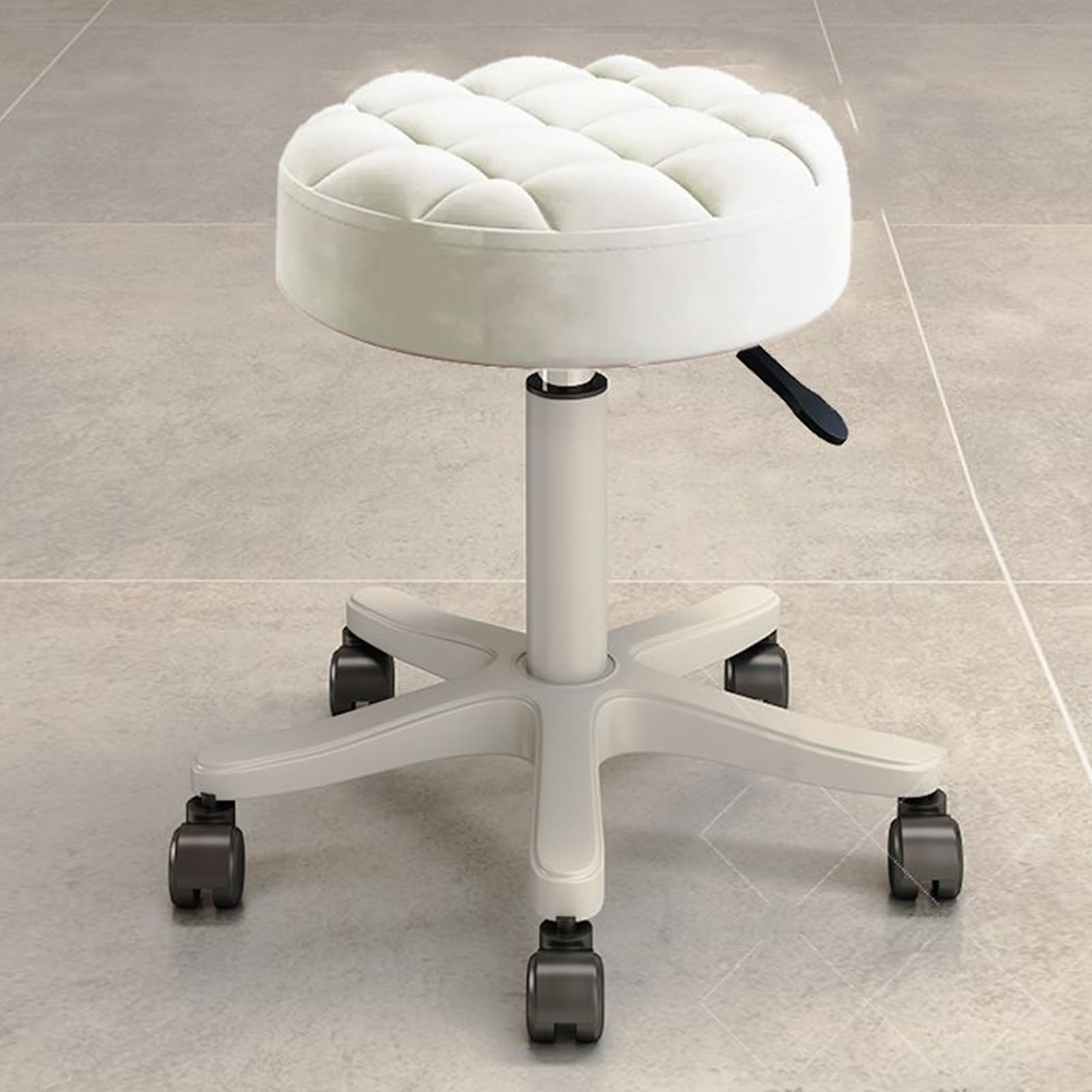 HNJZX Small Chair Round Rolling Stool with Wheels PU Leather Height Adjustable Swivel Stool Drafting Work Tatto Massage SPA Salon Stools Home Office