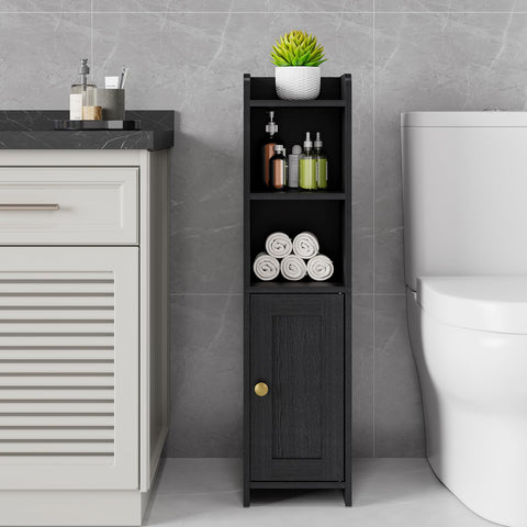 Lomojo Small Bathroom Storage Cabinet Corner, 20x20x78cm, Black