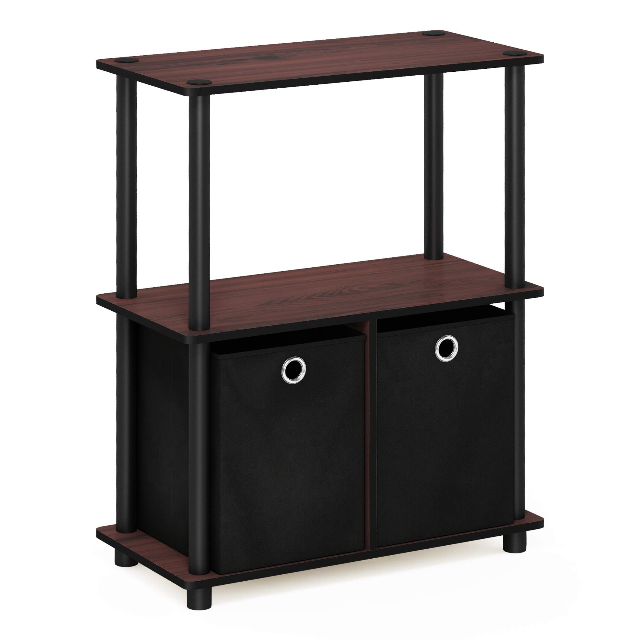 Furinno TURN-N-TUBE Storage Shelves, 3-Tier Toolless Book Shelf with Storage Bins, Display Shelf, for Organization and Storage, Living Room, Garage