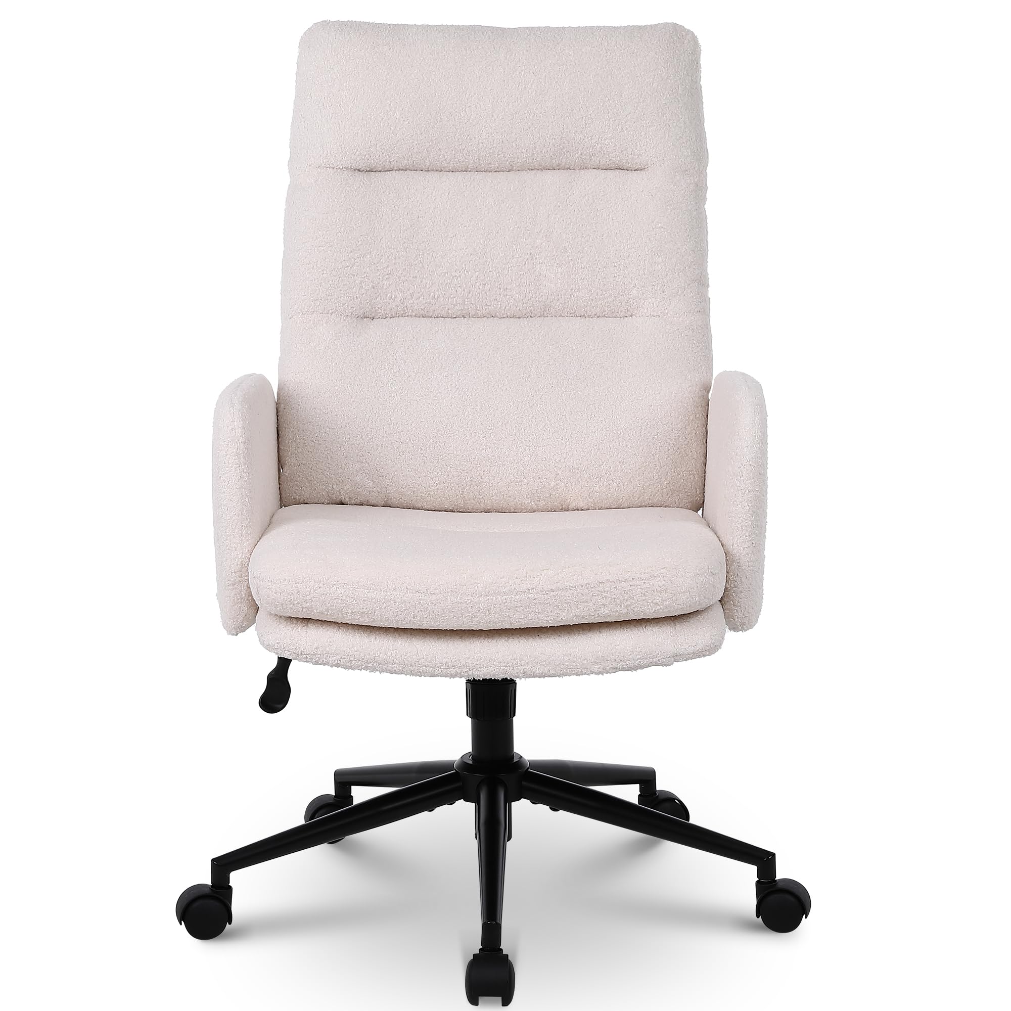 Flysky Office Chair for Home, Teddy Fleece Desk Chair, Beige