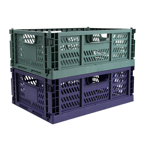 Spesh 2 Pcs Collapsible Storage Boxes Stackable Storage Baskets Folding Plastic Crates Foldable Crate Bins with Handles for Desk,Shelf,Cupboard