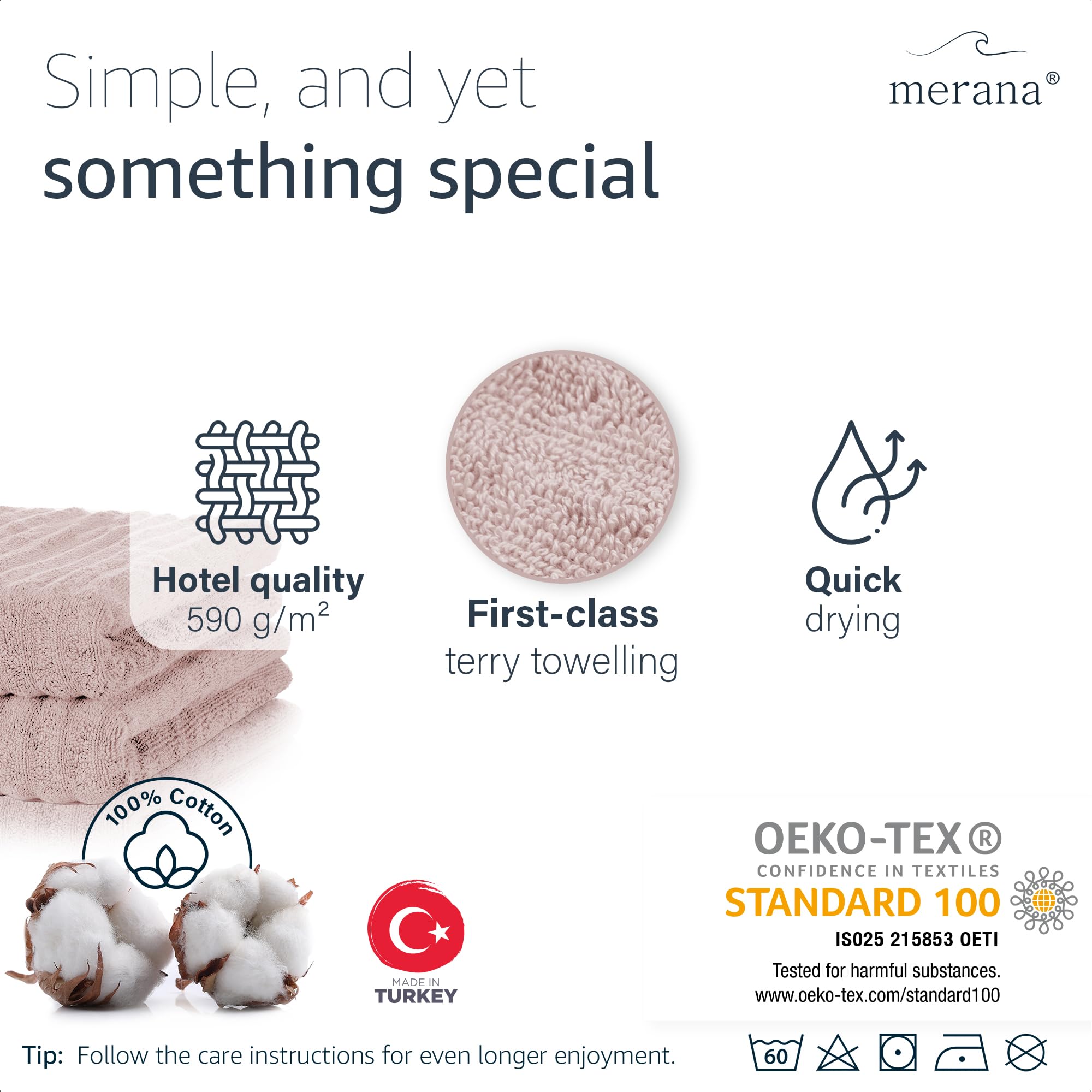 Merana OSLO towel set | quick-drying, soft & lint-free | terry luxury quality | 100% cotton terrycloth | OEKO-TEX | 590 GSM | gift set | Pink