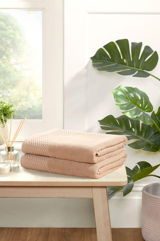 Rapport Home Eden Weave Bath Sheets 2 Pack | Mink 90x140cm | Luxurious 500GSM 100% Cotton | Oeko-Tex Certified Absorbent & Soft Bathroom Towels