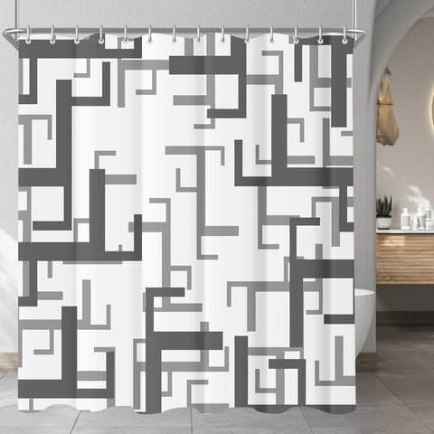 Lerores Shower Curtain 180 x 200 cm, Block Anti-Mould Textile, Weighted Hem, Water-Repellent