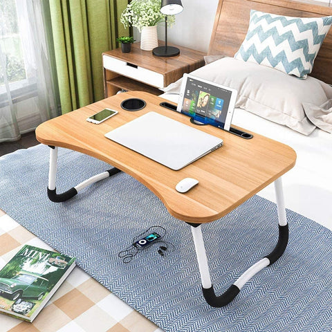 BSTMOME Laptop Desk Bed Stand Foldable Laptop Table Folding Breakfast Tray Portable Lap Standing Desk Reading and Writing Holder with Drawer for Bed