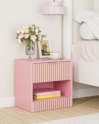 Apetaccat Small Bedside Table,41x28x39cm, Farmhouse Wooden Bedside Cabinet with Drawer,Kids Bedside Table Nightstand for Bedroom,Living