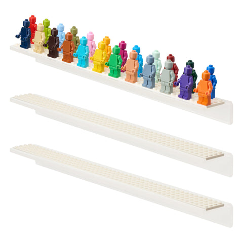 Tapeera 3-Pack Minifigure Display Shelves Compatible with LEGO, Acrylic Floating Shelf with Baseplate Studs