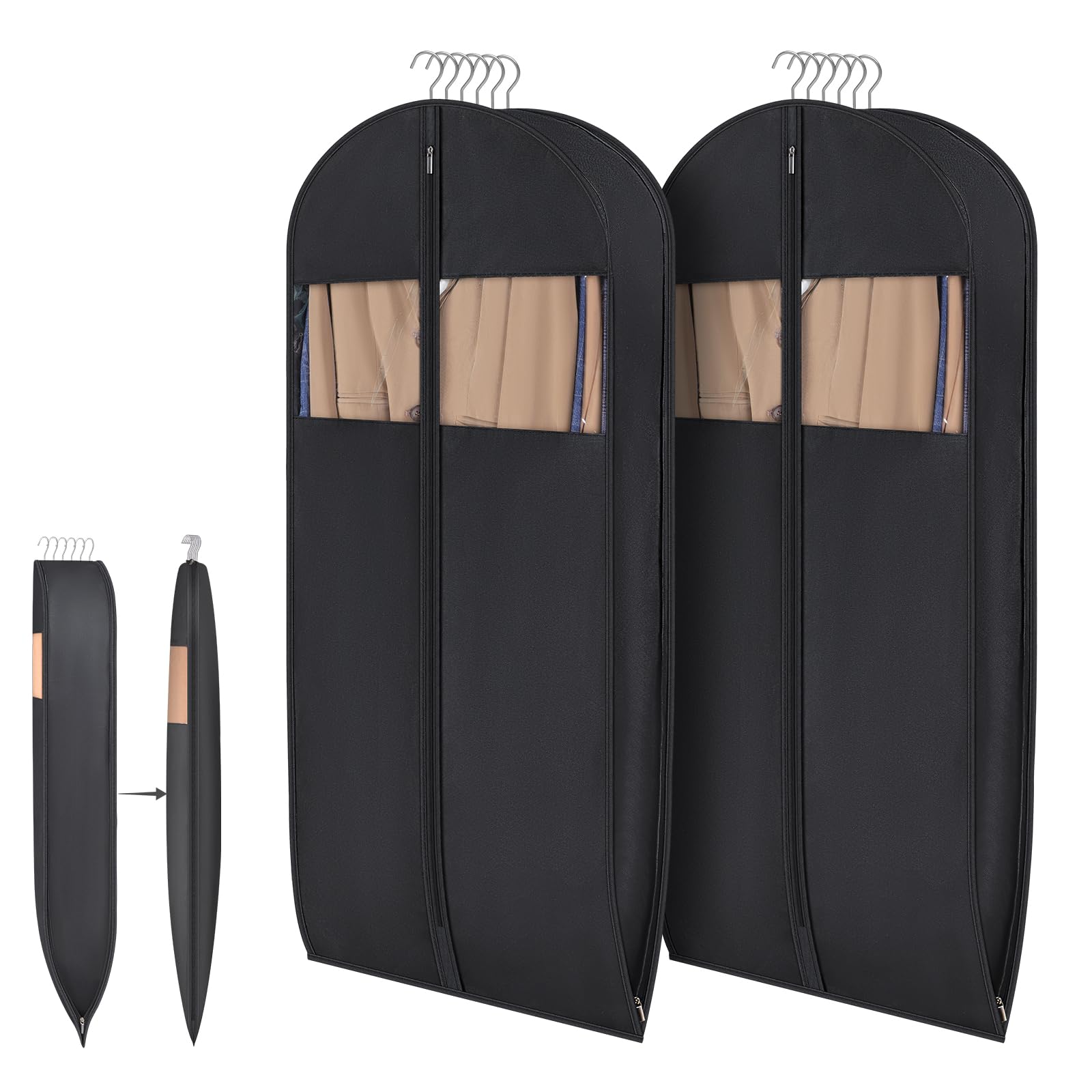 Syeeiex Space Saving Garment Bags with Self Comression Zipper, 2 Pack