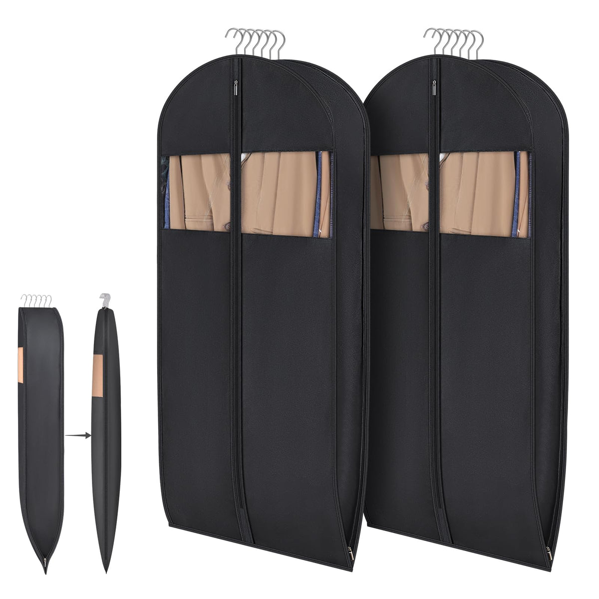 Syeeiex Space Saving Garment Bags with Self Comression Zipper, 2 Pack