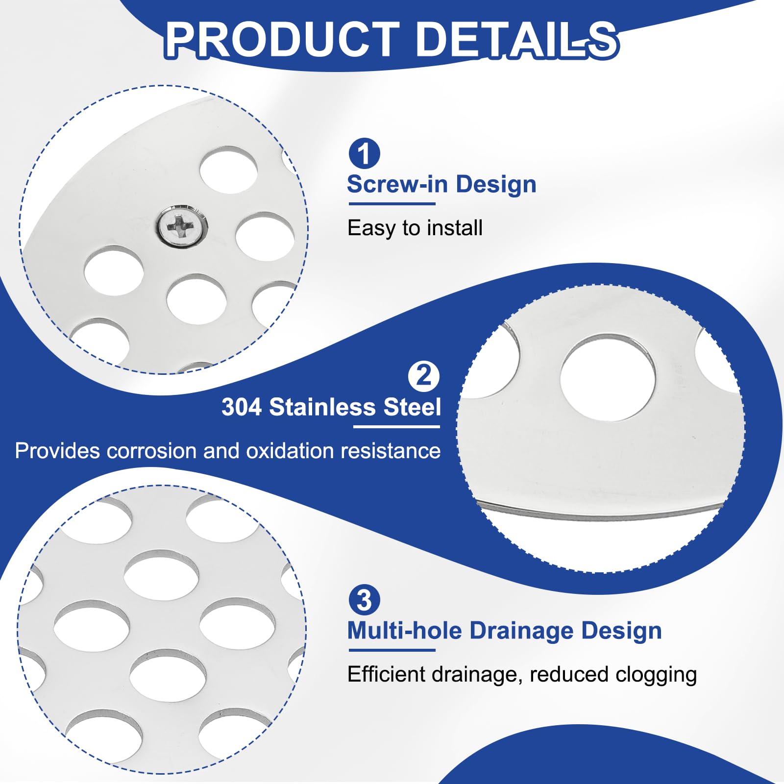 PATIKIL Shower Strainer Drain Trim Set 4-1/4", 1 Pcs 304 Stainless Steel Round Screw-in Shower Strainer Drain Cover with Screw for Bathroom Floor