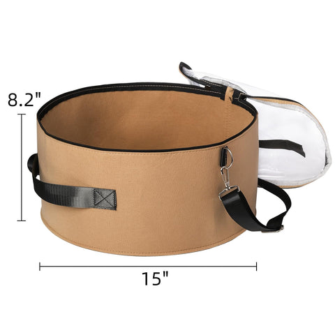 Goaste 2 Pack Hat Storage Box with Lid, 15 Inch Foldable Felt Hats Box, Round Travel Hat Organizer