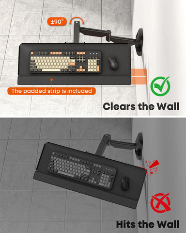 Extra Long Keyboard Wall Mount, 66cm Tray with Mouse Platform