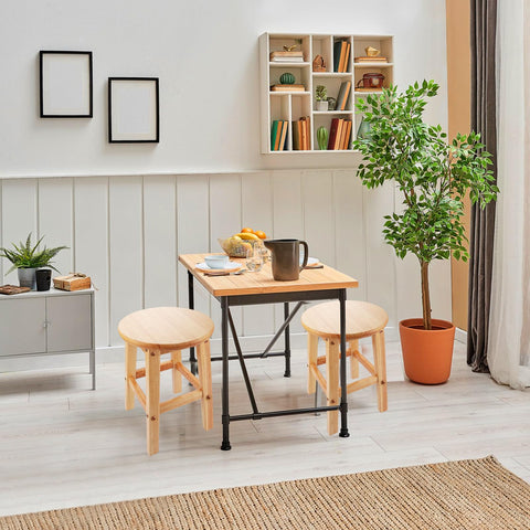 ASelected Solid Wooden Stool - Round, 45cm, for Kitchen, Bedroom, Living Room, Entryway