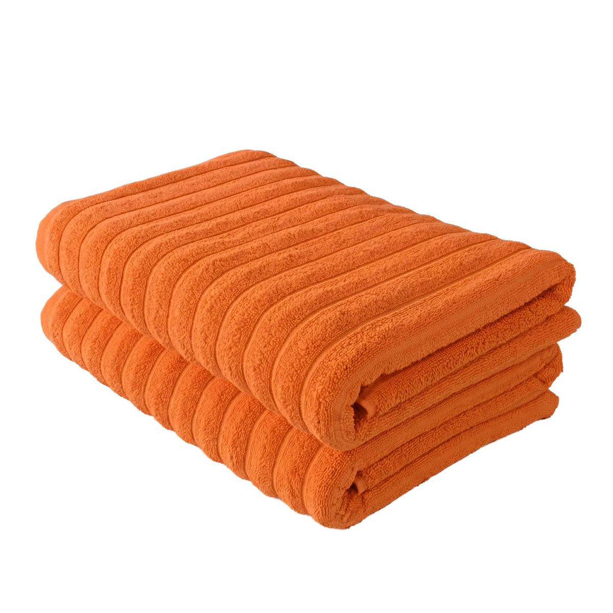 BERIBO Cloud Turkish Towel Set 100% Cotton 620gsm (Orange, 2 Bath Towels)