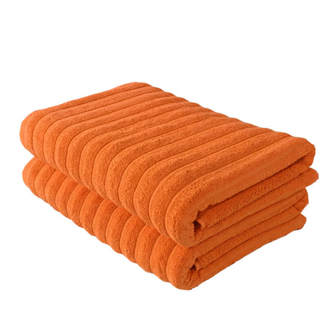 BERIBO Cloud Turkish Towel Set 100% Cotton 620gsm (Orange, 2 Bath Towels)