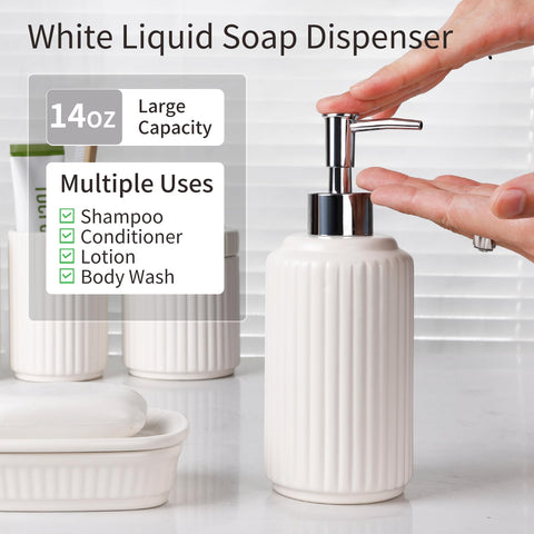 Bathroom Accessories Set 5PCS, Ceramic White Bathroom Accessory Set, Classic Design Bathroom Accessories Sets Complete