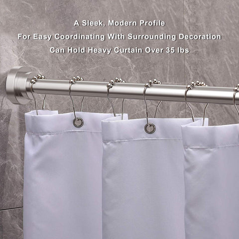 Shower Curtain Rod extendable(120-290cm), Non-Slip, Never Rust, Tension Curtain Rod, No Drilling,304 Stainless Steel