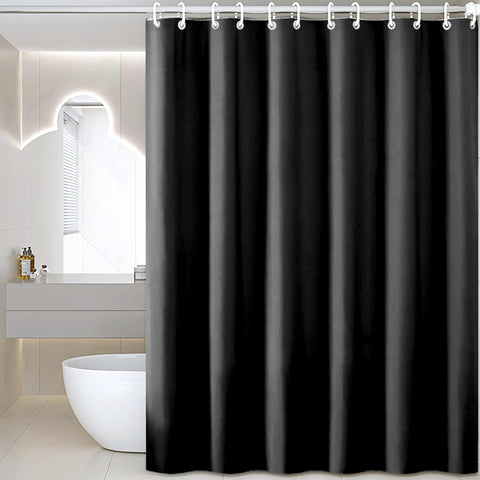 AmzDaKai Shower Curtain PEVA, Waterproof Anti-Mould Bath Curtain with Weight Tape & 12 Hooks, 180x180 cm (71x71 Inch) for Bathroom (Black)