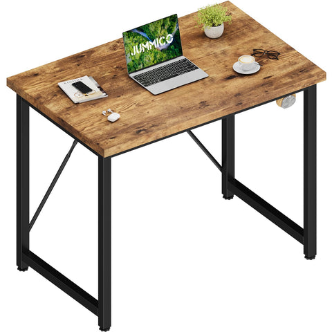 JUMMICO Computer Desk Table Workstation 80 x 50 x 75 cm for Office Living Room Bedroom Simple Assembly Industrial Design Black Desk Metal
