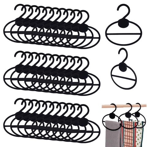 AHANDMAKER 50Pcs Black Oval Plastic Scarf Display Storage Hangers