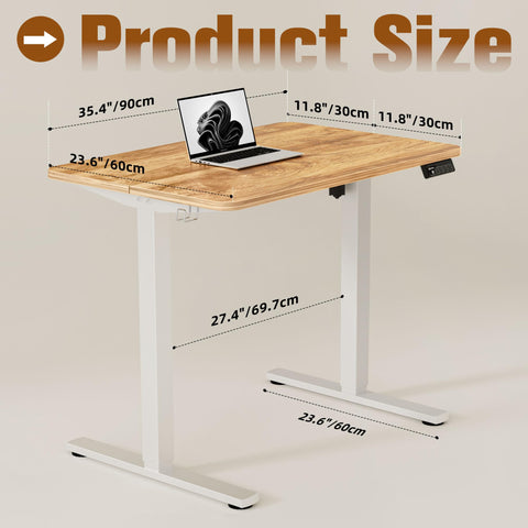 ERGOMAKER Electric Standing Desk 90x60cm, 2 Memory Heights, Light Brown