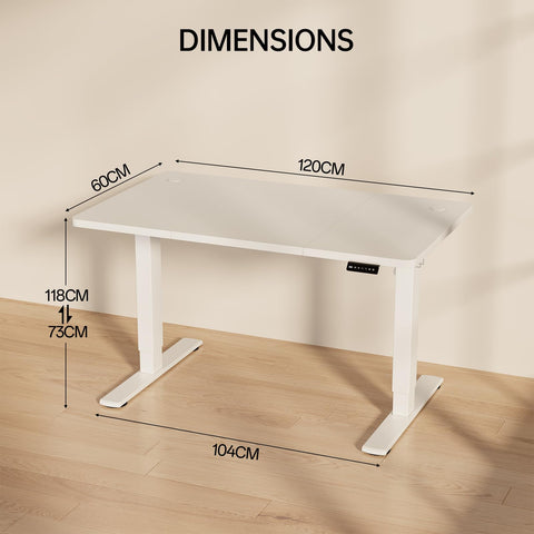 Homall Electric Height Adjustable Desk, Adjustable Height Office Desk with USB Ports, 120x60cm, Home Office with Splice Board, White