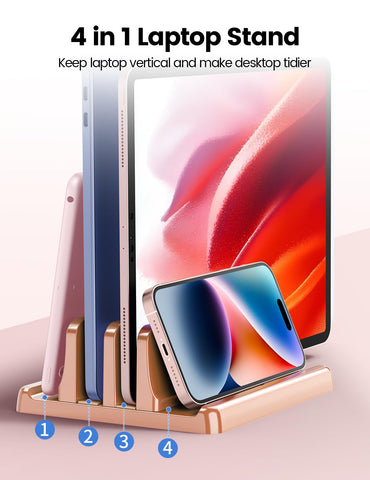 VAYDEER Vertical Laptop Stand, Adjustable, Rose Gold