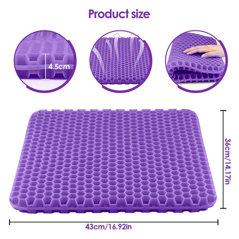 wiksite Gel Seat Cushion, Honeycomb Design Double Thick Gel Cushion with Cloth Cover Ergonomic & Cool Seat Cushion for Home Office Chair Car
