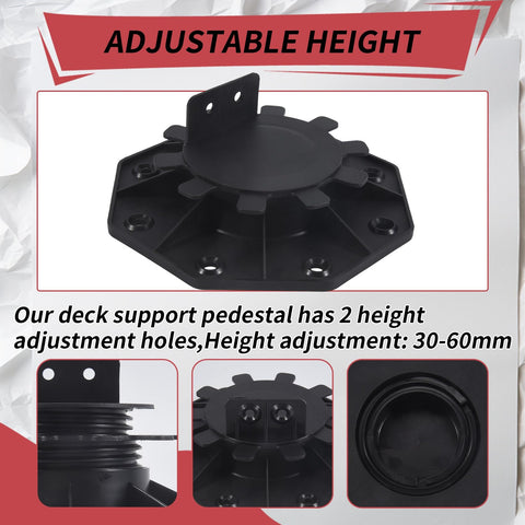 10 Pack Adjustable Decking Pedestals 30-60mm Height Deck Supports